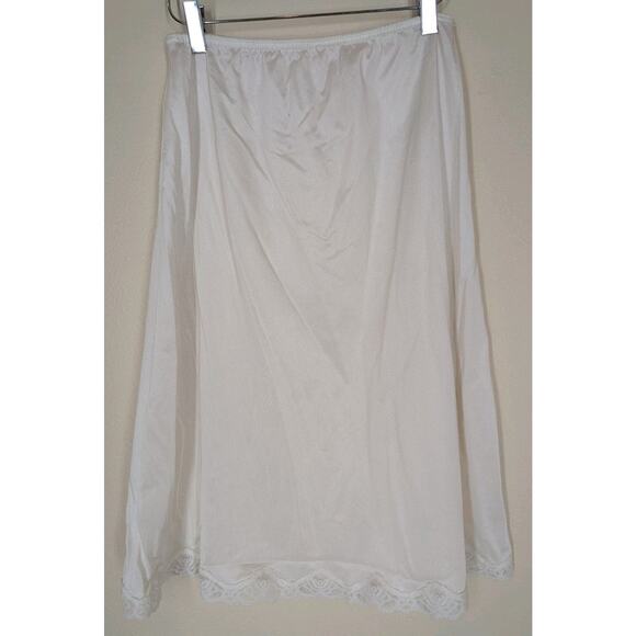 Vintage Ivory Satin Half Slip Lace Trim Coquette Size Medium/Large - Picture 1 of 4